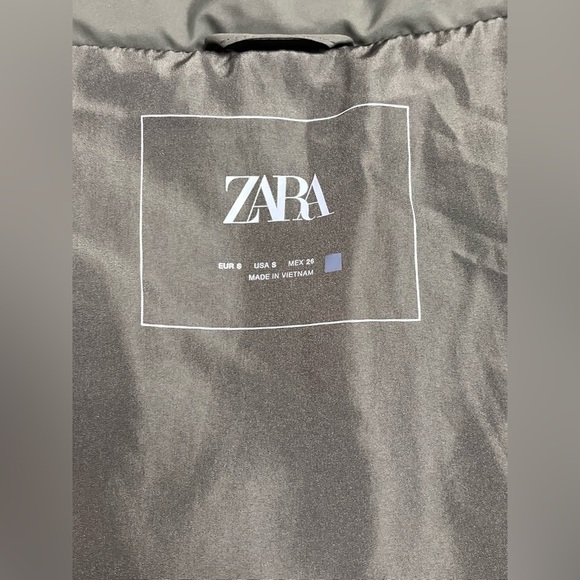 Zara Padded Cropped Puffer Kahki Vest Size Small - Picture 9 of 9